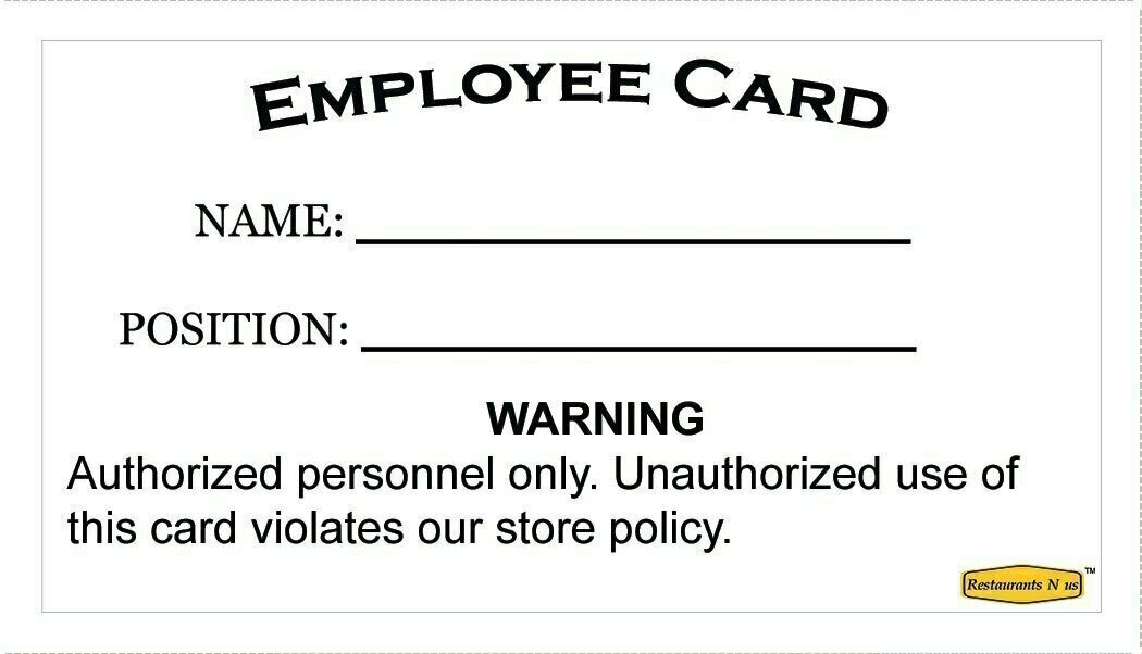 DinerWare POS - Magnetic Swipe Employee ID Cards (10 Pack) - NEW