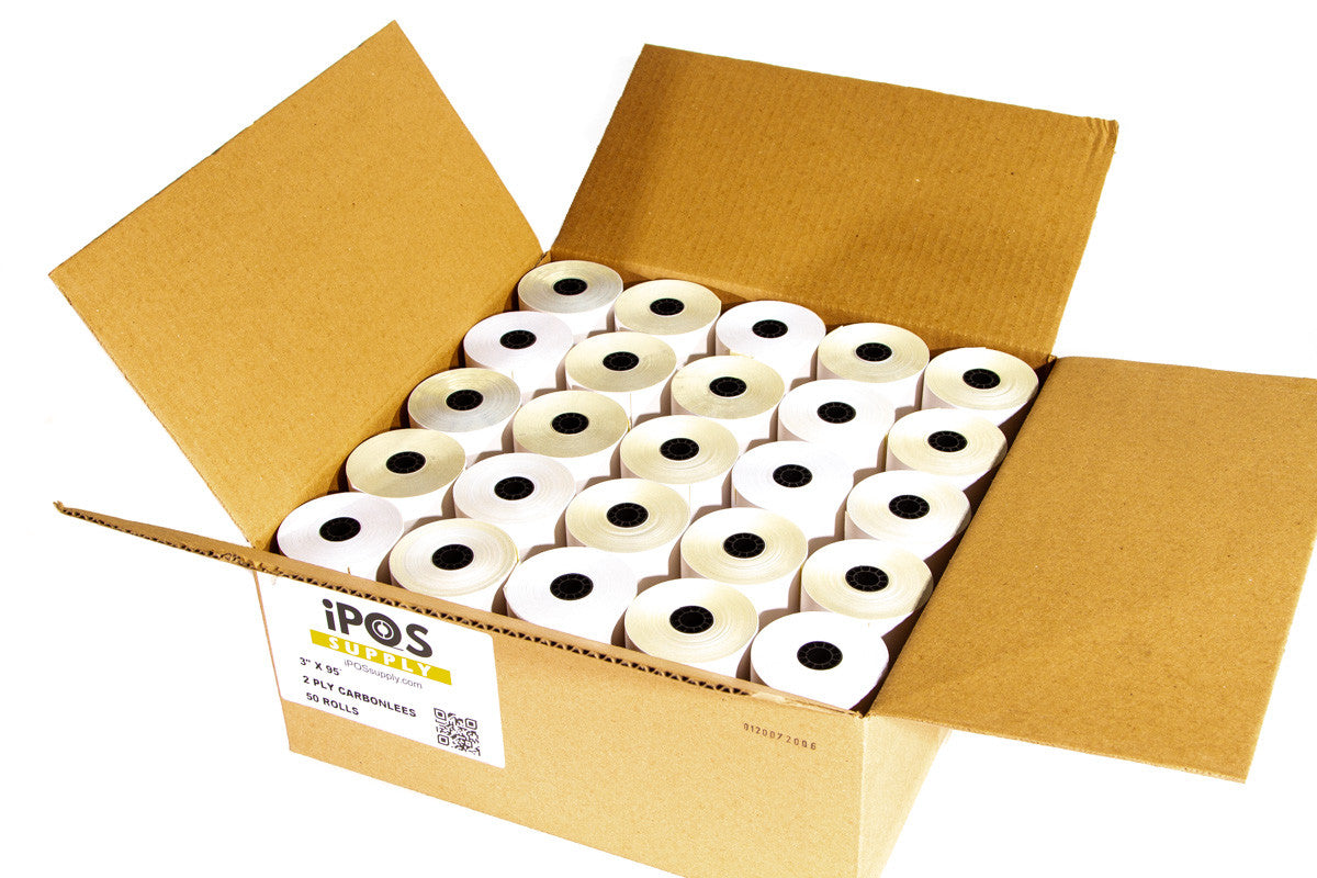 2-Ply Carbonless Receipt Paper Rolls White / Canary