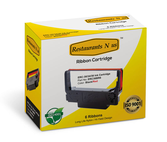 Epson ERC-38 (Box Of 6) Black Red Ribbon Cartridge ERC 30 / 34 / 38 Ink