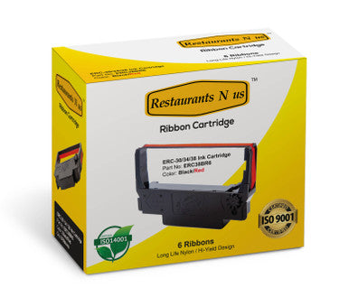 Epson ERC-38 (Box Of 6) Black Red Ribbon Cartridge ERC 30 / 34 / 38 Ink