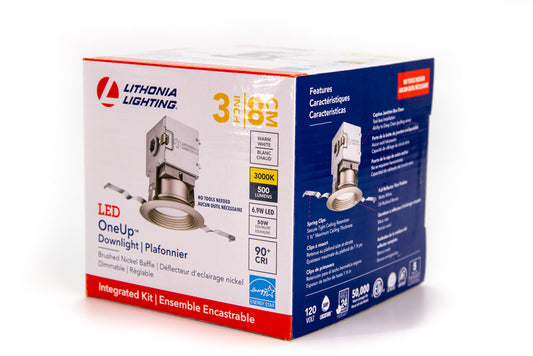 Lithonia OneUp 3-inch Nickel Round Direct-Wire LED Downlight