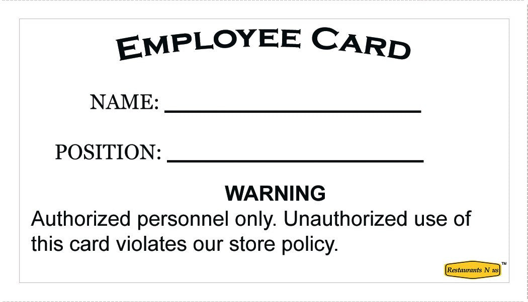 Harbor Touch POS - Magnetic Swipe Employee ID Cards (10 Pack) - NEW