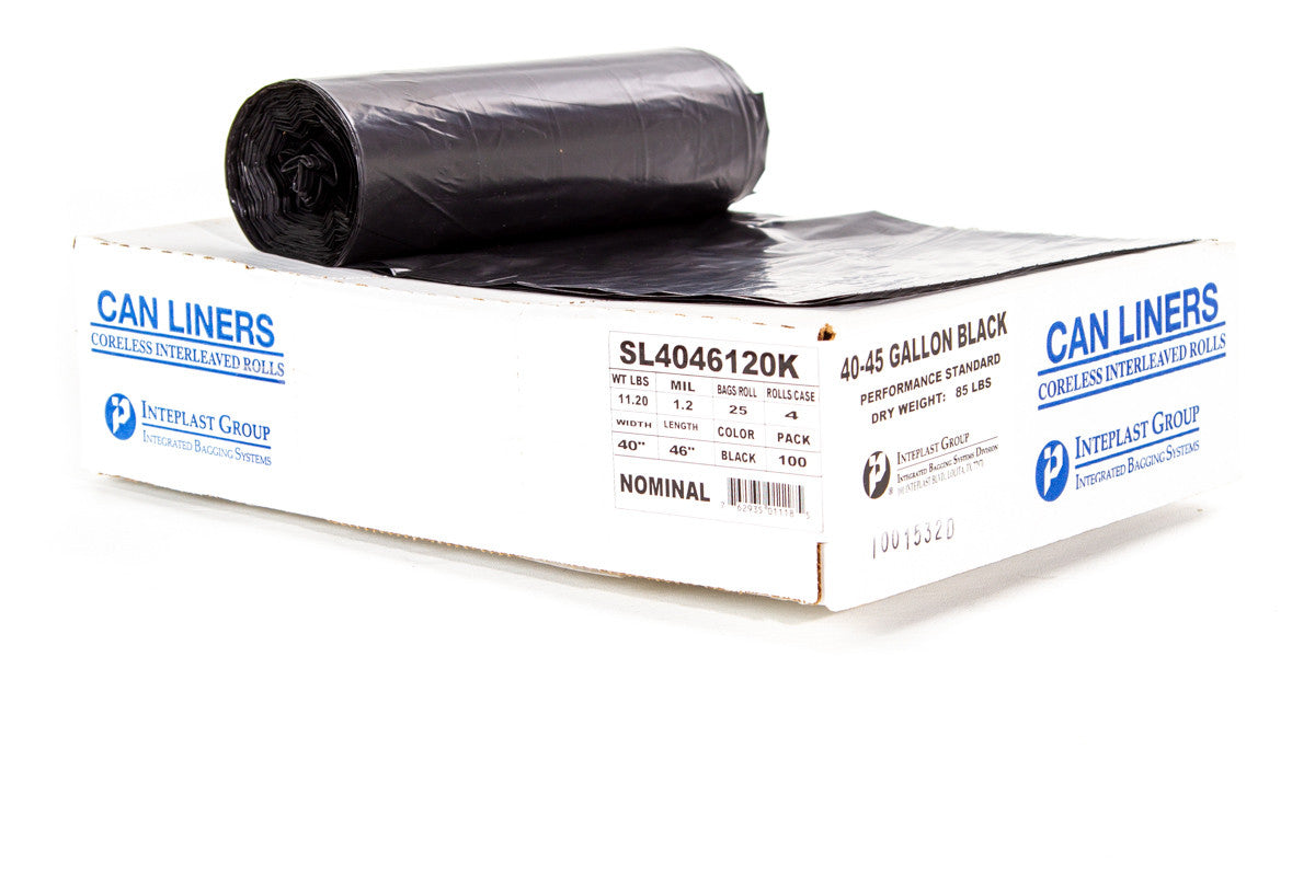 Inteplast SL4046120K 40 x 46 in. Institutional Can Liner Bag, Black