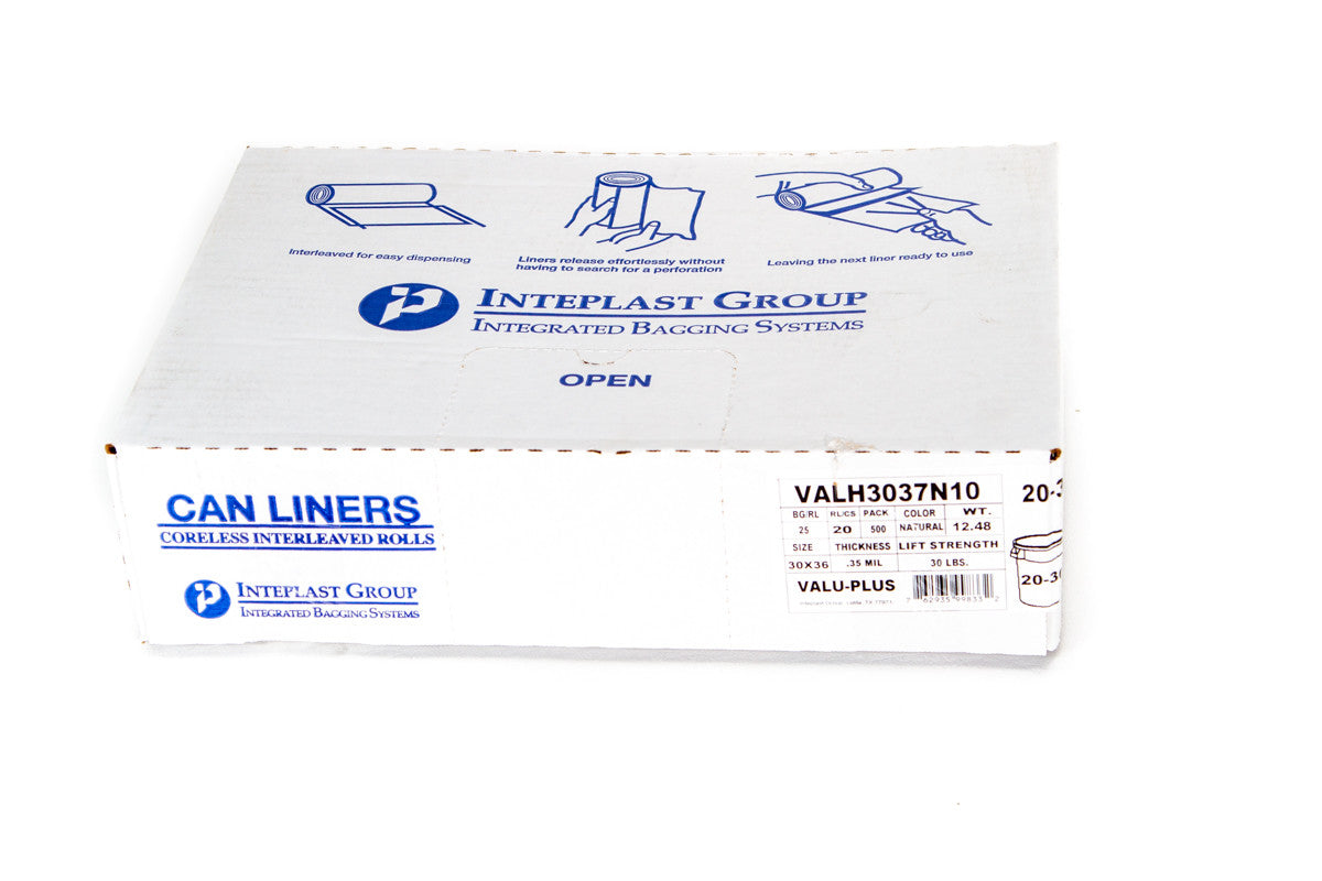 Inteplast VALH3037N10 Can Liner Bag, Natural