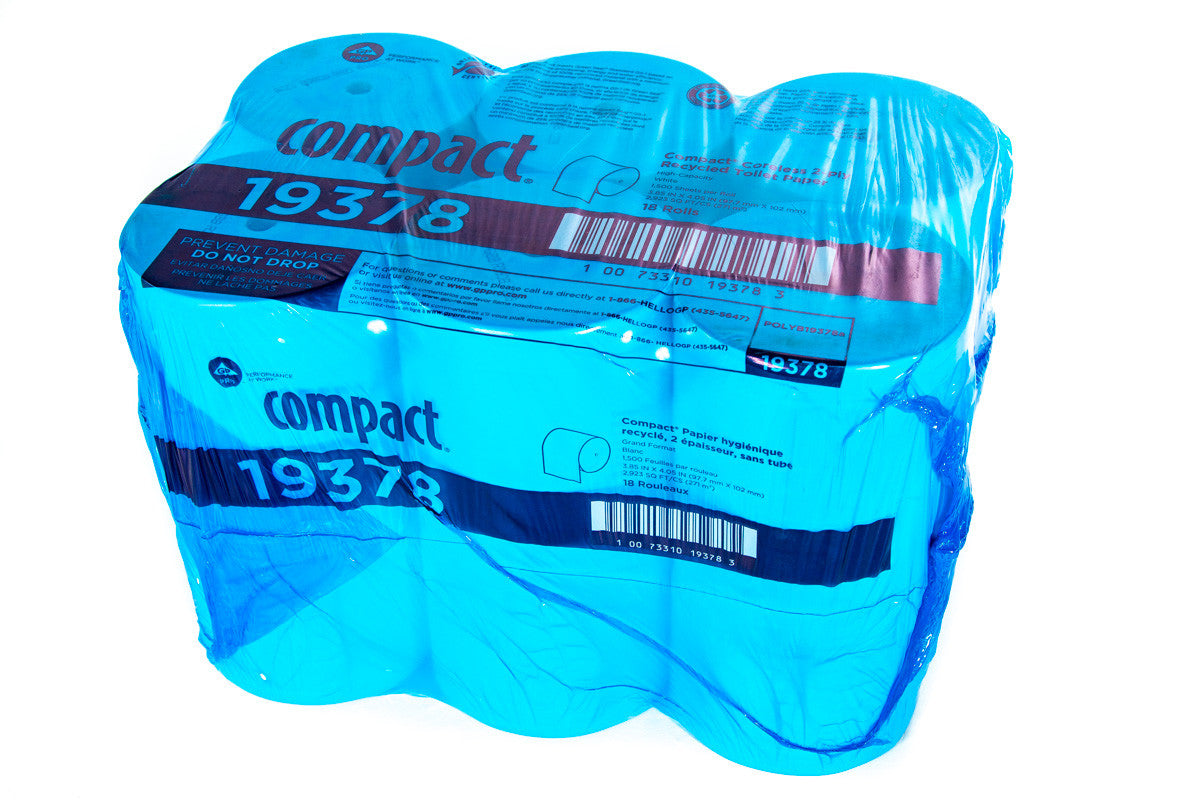 Toilet Tissue Compact White 2-Ply Standard Size Coreless Roll 1500 Sheets
