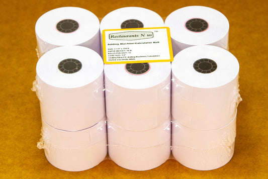 Adding Machine/Calculator Roll, 16 lb, 1/2" Core, 2.25" x 150ft, White, 12pk