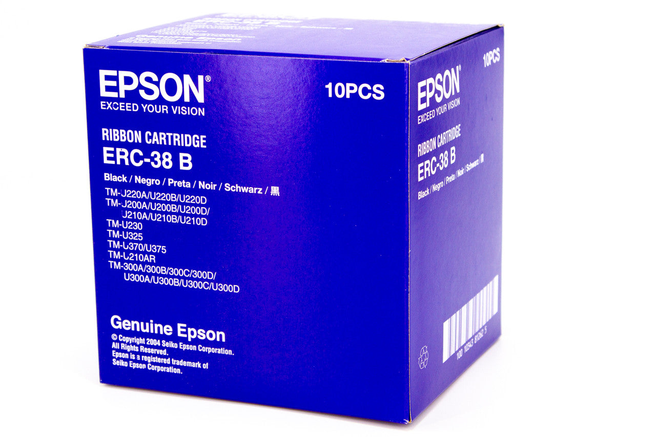 Genuine Epson Black Print Ribbon (ERC-38B), 10 Ribbons