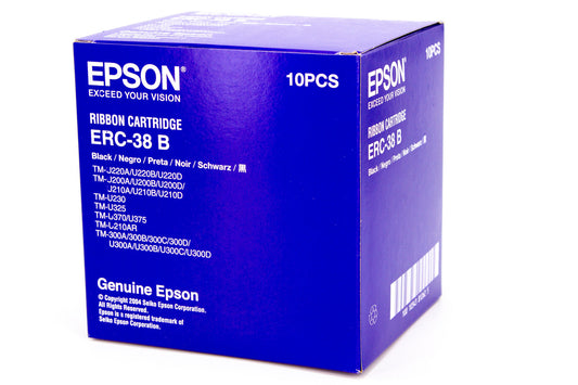 Genuine Epson Black Print Ribbon (ERC-38B), 10 Ribbons