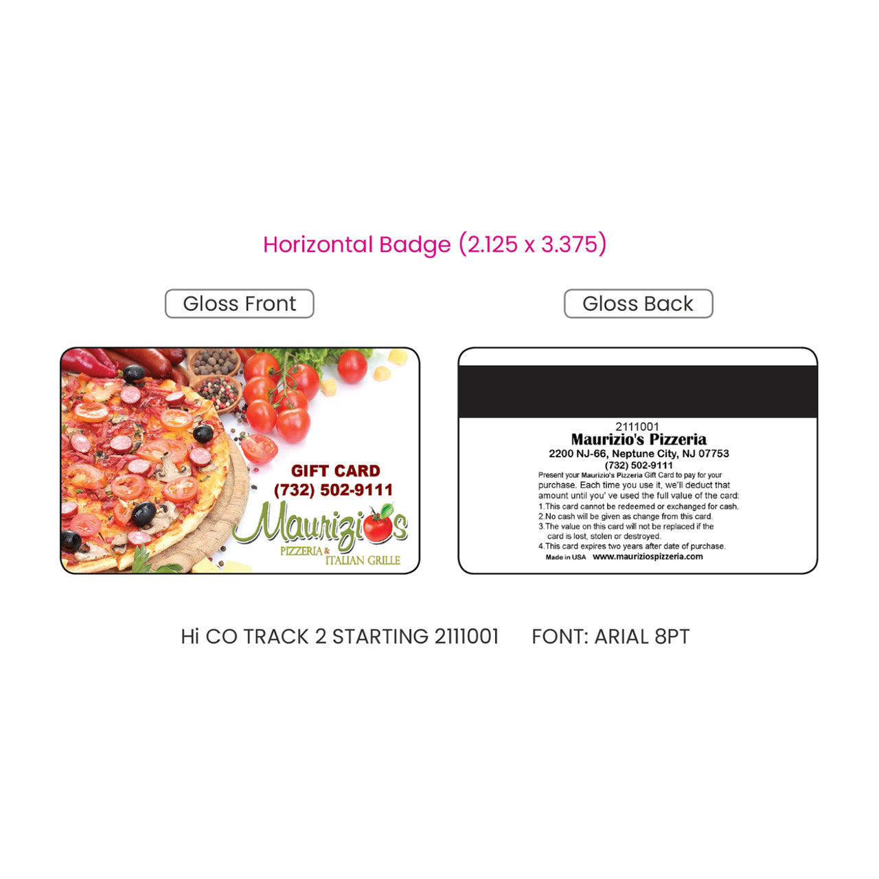Custom printed plastic gift cards with a magnetic strip