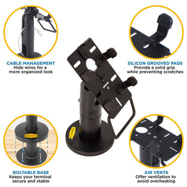 Pax S300 & SP30 Terminal Stand, Swivel and Tilt, Screw-in and Adhesive