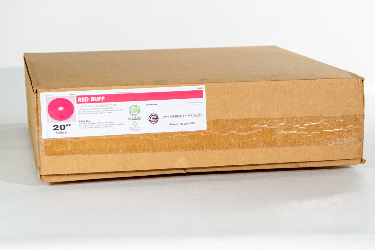 404420 - 20" RED SPRAY BUFF FLOOR PAD 5/CS