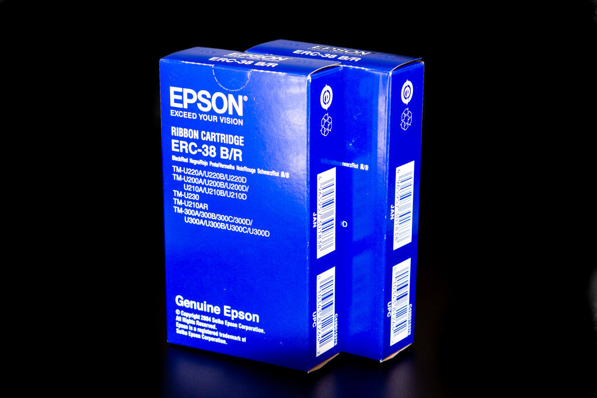 Genuine Epson Black/Red Print Ribbon (ERC-38BR), 10 Ribbons