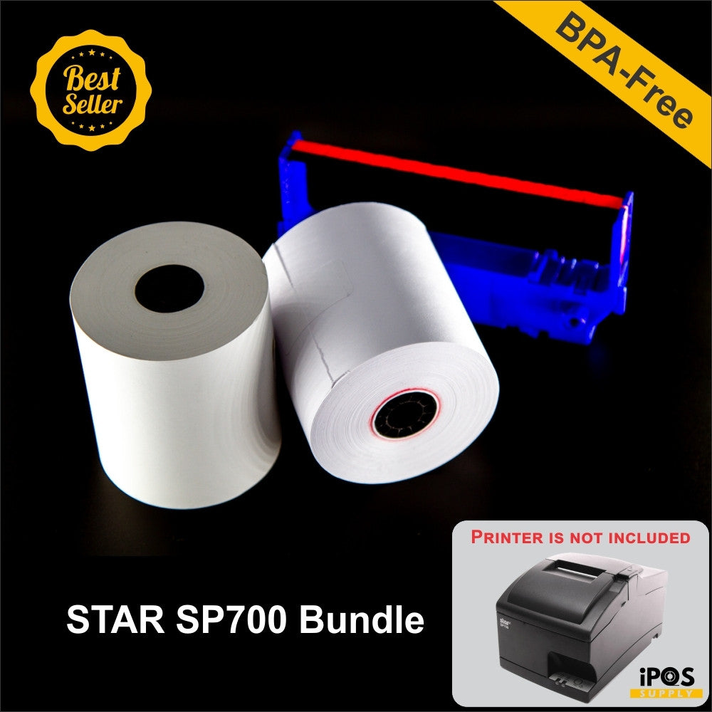 Star Micronics Thermal, 2-Ply Carbonless and SP-700 Red/Black Ink Bundle