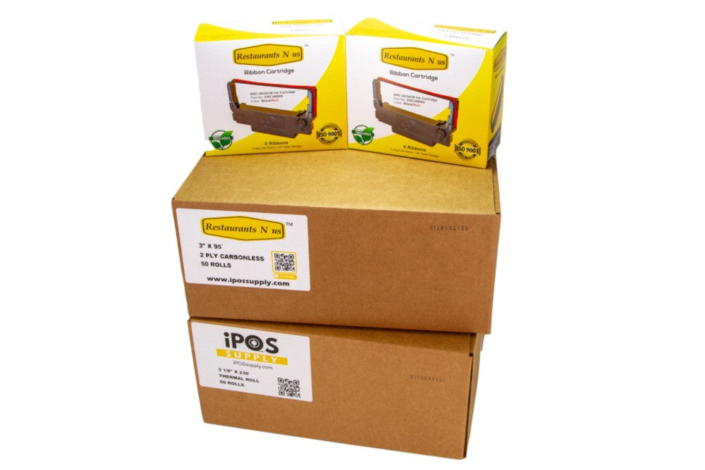 Thermal and 2-Ply Carbonless Paper - ERC 30/34/38 Red/Black Ink Saving (50 & 50 Rolls and 12 Inks)