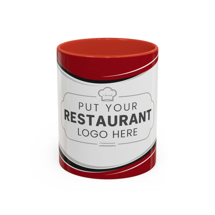 Restaurant Logo Accent Coffee Mug — Customizable 11/15oz Branded Cafe Mug