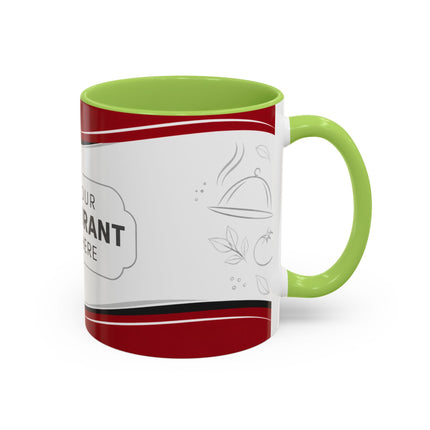 Restaurant Logo Accent Coffee Mug — Customizable 11/15oz Branded Cafe Mug