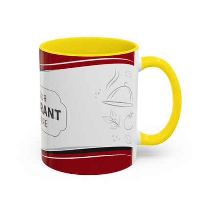 Restaurant Logo Accent Coffee Mug — Customizable 11/15oz Branded Cafe Mug