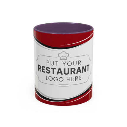 Restaurant Logo Accent Coffee Mug — Customizable 11/15oz Branded Cafe Mug