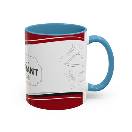Restaurant Logo Accent Coffee Mug — Customizable 11/15oz Branded Cafe Mug
