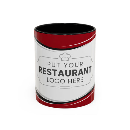 Restaurant Logo Accent Coffee Mug — Customizable 11/15oz Branded Cafe Mug