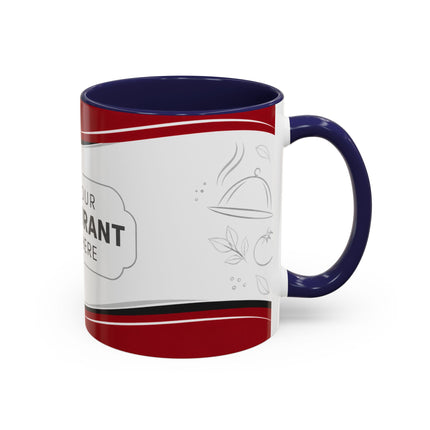 Restaurant Logo Accent Coffee Mug — Customizable 11/15oz Branded Cafe Mug