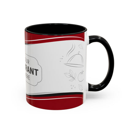 Restaurant Logo Accent Coffee Mug — Customizable 11/15oz Branded Cafe Mug