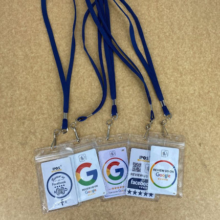 Review card badge holder and lanyard detail