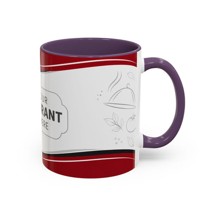 Restaurant Logo Accent Coffee Mug — Customizable 11/15oz Branded Cafe Mug