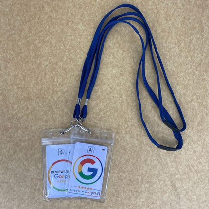 Clear badge holder for NFC review cards