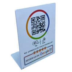 White Google review counter stand Design 1