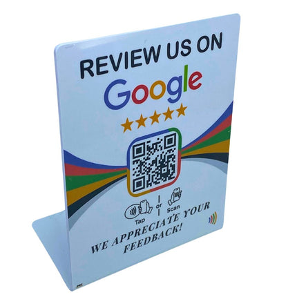 White Google review counter stand Design 2
