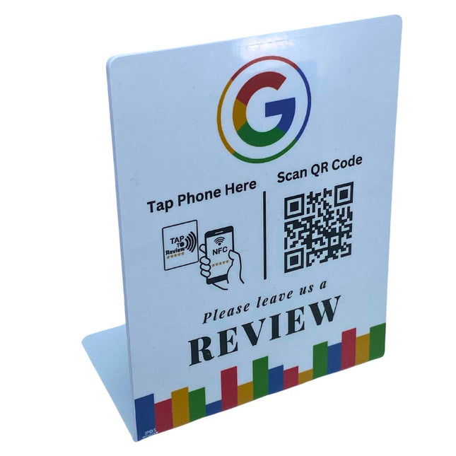 White Google review counter stand Design 3