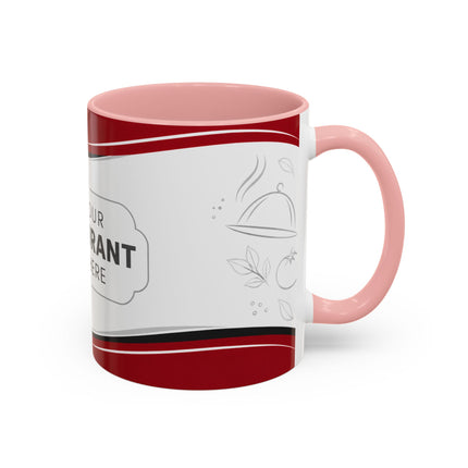 Restaurant Logo Accent Coffee Mug — Customizable 11/15oz Branded Cafe Mug