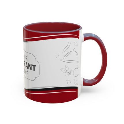 Restaurant Logo Accent Coffee Mug — Customizable 11/15oz Branded Cafe Mug