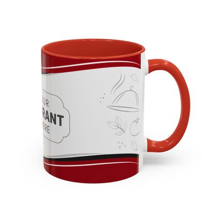 Restaurant Logo Accent Coffee Mug — Customizable 11/15oz Branded Cafe Mug