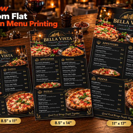 Custom Flat Dine-In Restaurant Menu Printing
