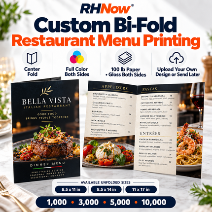 Custom Bi-Fold Restaurant Menu Printing