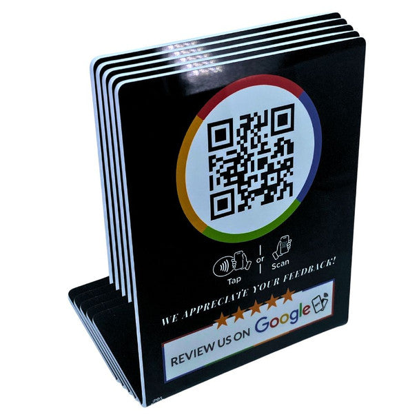 Google Review Counter Stand Design 1 Black five-pack