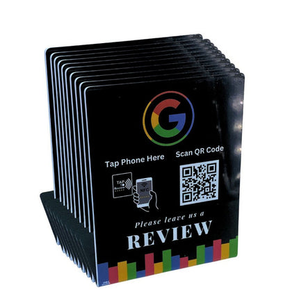 Google Review Counter Stand Design 3 Black ten-pack