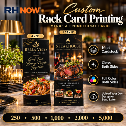 Custom Rack Card Printing | Menus & Promotional Cards