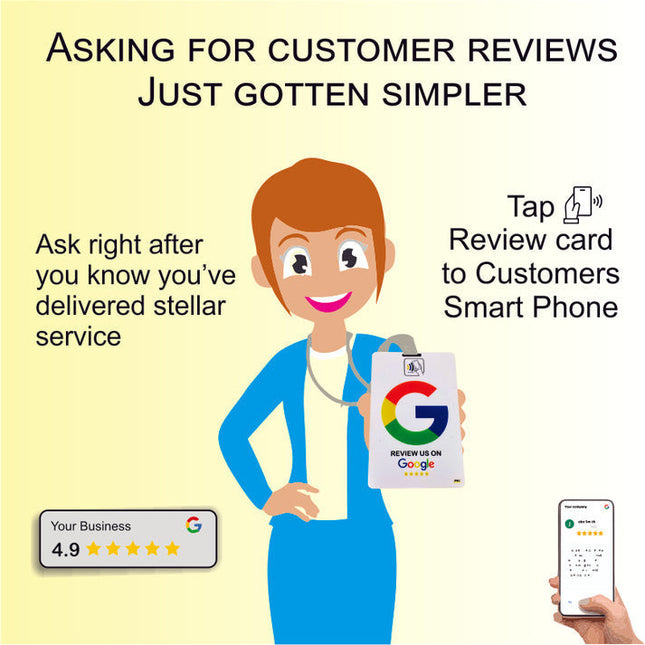 Custom NFC review card front and back