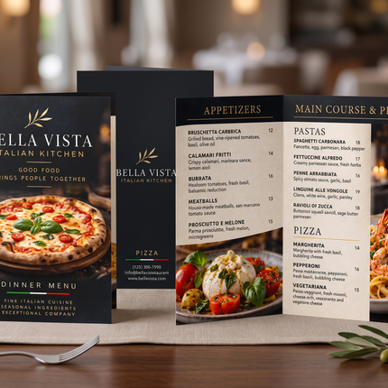 Custom Bi-Fold Restaurant Menu Printing