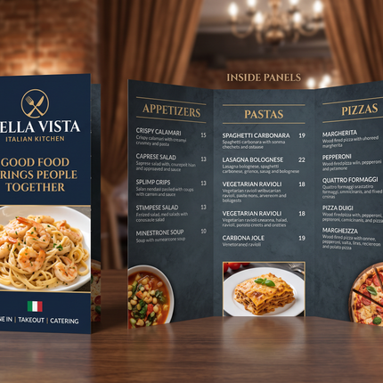 Custom Tri-Fold Takeout Menu Printing
