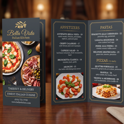 Custom Bi-Fold Restaurant Menu Printing