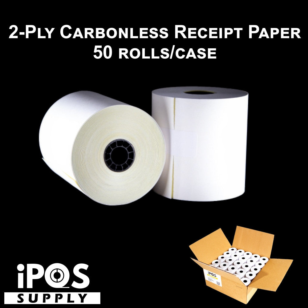 2-Ply Carbonless Receipt Paper Rolls White / Canary