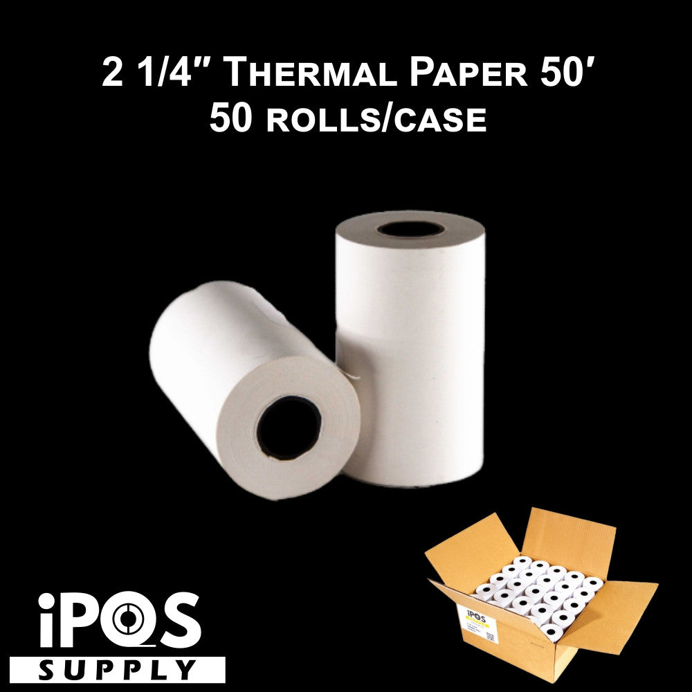 2 1/4 inch x 50 Feet Thermal Receipt Paper (50 rolls in a case)