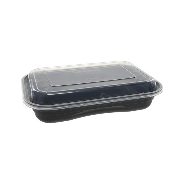 Pactiv Versa2Go 27 oz Black Rectangle Combo Container | 150 per Case