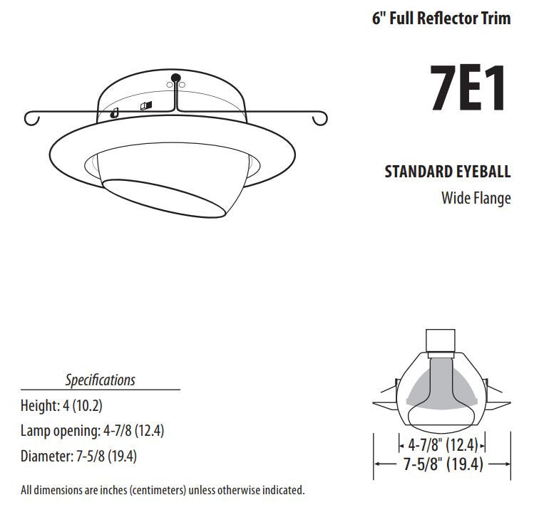 Lithonia Lighting 7E1BN TOR U - 6'' Eyeball Trim - Torsion Spring - Nickel