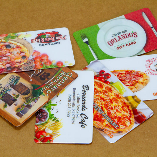 Custom printed plastic gift cards with a magnetic strip