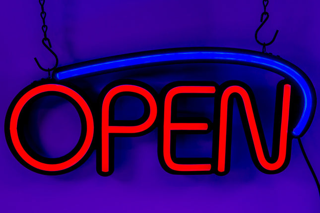 Bright LED Neon OPEN SIGN with Remote 17 inch x 7 inch (Blue/Red)